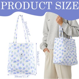 Corduroy Tote Bag,Extra Large Capacity Handbags,Shopping Bag with Inner Pocket,for Women Ladies Girls Casual Shopping,Floral Pattern,Fresh,Suitable for Summer,for Work School College Daily Use