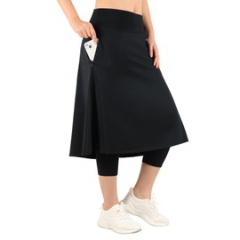 BELEROY - Leggings deportivos para mujer, con bolsillos, cintura alta, hasta la rodilla, con leggings capris para tenis, Aa-negro., 5X-Large