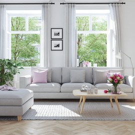 1 Inch Curtain Rods for Windows, 32 to 86 Inch Black Rustic Curtain Rod Set, Modern Design Drapery Rods with Brackets Room Divider Rods, Industrial Window Rods For Indoor and Outdoor