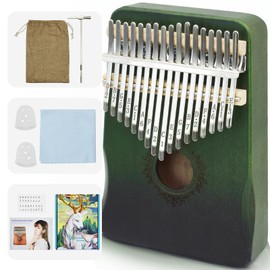 17 Key Kalimba Thumb Piano - Portable Finger Piano with Tuning Hammer & Study Guide, Premium Wood, Unique Musical Gift for Adults & Kids & Beginner-Butterfly Love Flower-D