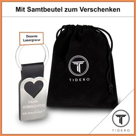 Tidero Metal Keyring with Heart Drive Cautiously I Need You – Lucky Charm Pendant Engraving – Travel Drive Safe Driving Careful Guardian Angel Partner – I Need You, PU leather (smooth)