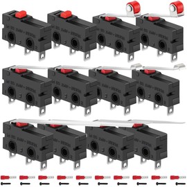 MKBKLLJY 12 pcs Mini Micro Limit Switch AC 5A 125V 250V Roller Lever Arm without Rod Short Lever Arm Half-Circle Bending Lever Arm Long Lever Arm Very Long Straight Hinge Lever Arm Switch