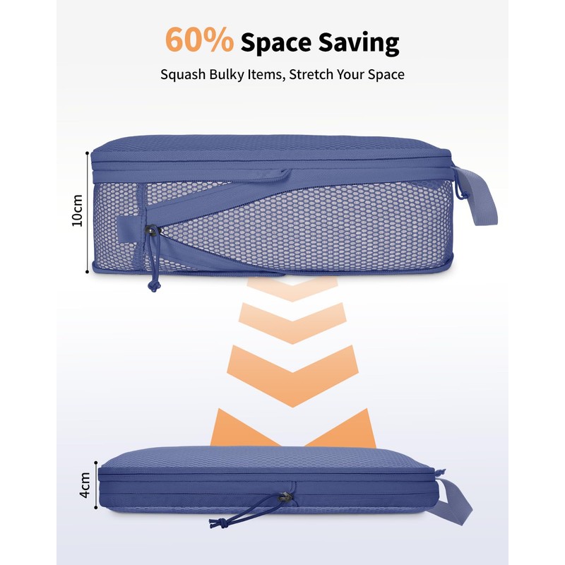 ECOHUB 4-Piece Packing Cubes Compression, 300% Higher Tear Resistance Suitcase