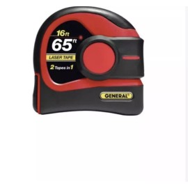 General Tools, 2-in-1 65 Foot Laser Tape Measure with Digital Display, Red