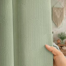 NDDYCU Sage Green Shower Curtain Boho Cotton Texture Mid Century Minimalist Arch Shower Curtain for Bathroom,72" W X 72" L