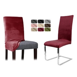 BEAUTEX Chair Cover Sets, Velvet Microfibre Chair Cover, Elastic Stretch Cover, Choice of Sizes and Colours (Garnet Set of 2)