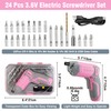 WORKPRO Pink Cordless Screwdriver Set, 3.6V Electric Rechargeable Eccentric Power