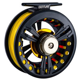 Goture 5/6 Fly Reel with Line, Pre-Loaded Fly Fishing Reel, Lightweight and Corrosion Resistance 5/6wt Fly Rod Reel with Weight Forward Fly Line for Crappie, Trout, Steelhead, Salmon Fishing