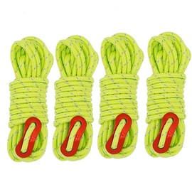 Tgpiao 4Pack Duty Camping Rope - 4mm Outdoor Reflective Guy Lines with Tensioner Adjuster Strong Nylon Cord for Tent Tarp, Canopy Shelter, Camping, Hiking, Backpacking (Green)