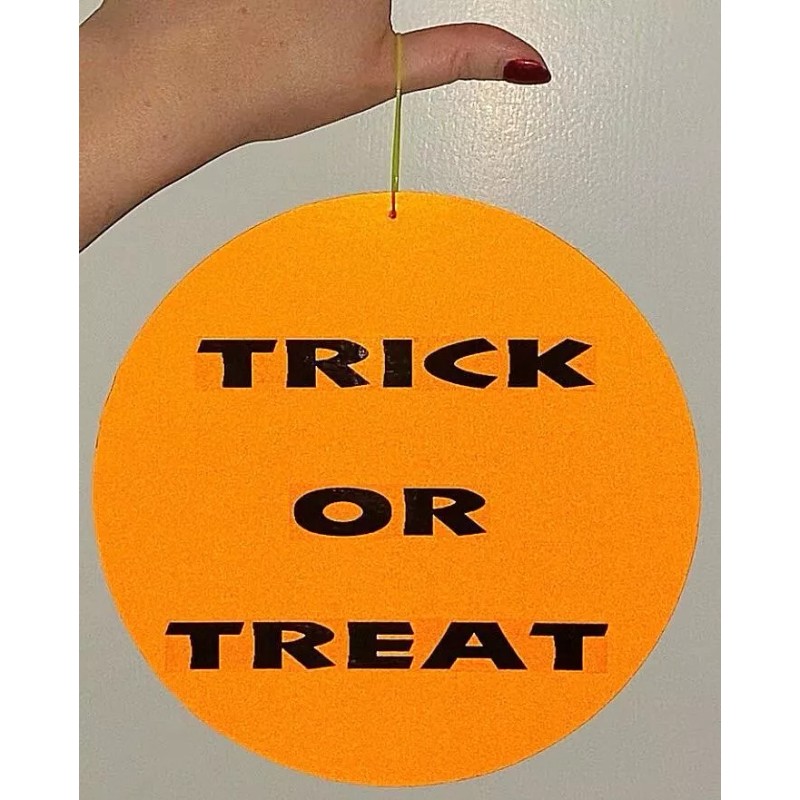 Handmade Trick Or Treat Orange Reflective Circle Nightime Safety Sign