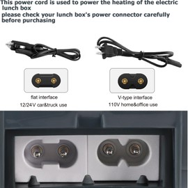 Budth - Cable de alimentación para fiambrera eléctrica, 12/24 V, para uso en coche, 110 V, para uso en casa, oficina, calentador de alimentos, caja de almuerzo eléctrica portátil, cable de