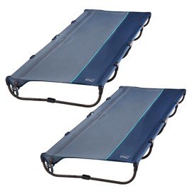 TIMBER RIDGE Lightweight Aluminum Camping Cot, 20-Second Quick Set-Up Folding Cot with Zipper Closure, Portable Carry Bag Included for Camping, Travel and Outdoors, Support up to 225lbs, Blue 2pcs
