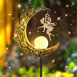Moon Solar Lights Garden Decoration Patio Decoration, Elf/Flower Fairy Waterproof Solar Light, Garden Decoration for Outdoors, Outdoor Solar Lamp for Outdoors, Decorative Lights Balcony, for Walkway