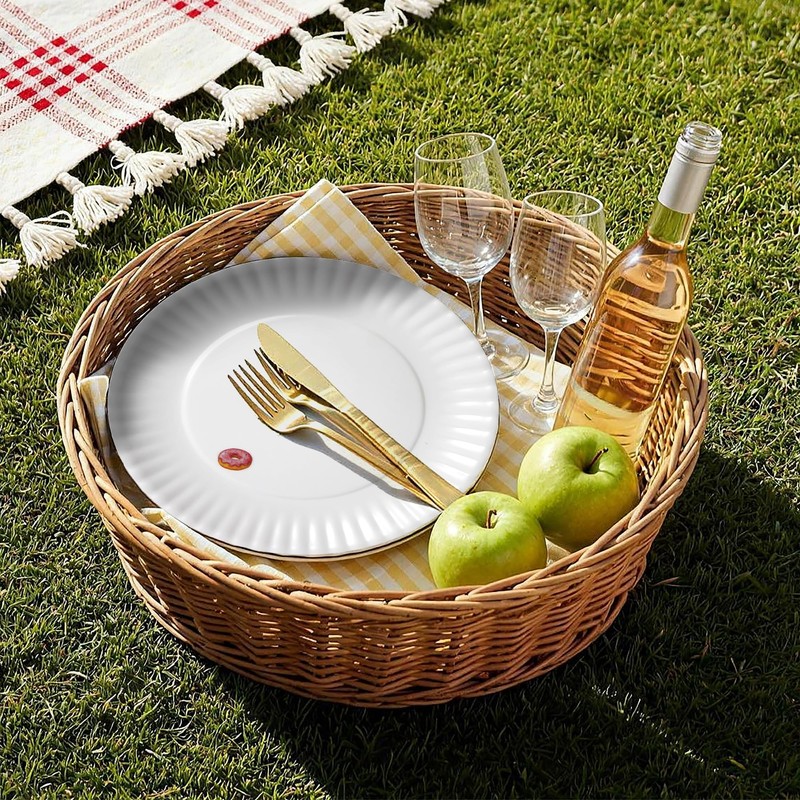 TP Upgraded Sturdy 10.5" Reusable Melamine Paper Plates, Lightweight Round