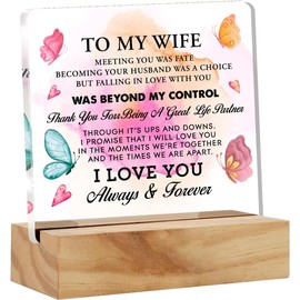 Christmas Wife Gift,Wife Gifts From husband,Romantic Wife Acrylic Desk Sign Decoration Plaque to My Wife I Love You,Home Bedroom Desk Decor (WIFE)