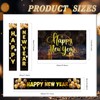 Ctosree 4 Pcs Happy New Year Banner Gold Firework Happy