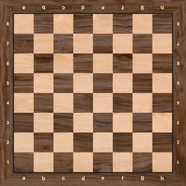 A&A 21.25" Professional Wooden Tournament Chess Board/Walnut & Maple Inlaid / 2.25" Squares w/Notation