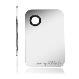 Paleta Acero Inoxidable Para Mezclar Maquillaje Con Espátula Rectangular