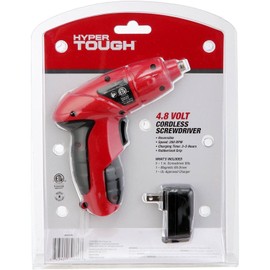 HYPER Tough Rechargeable Electric Cordless 4.8V Screwdriver w Bit Set And AC Battery Charger