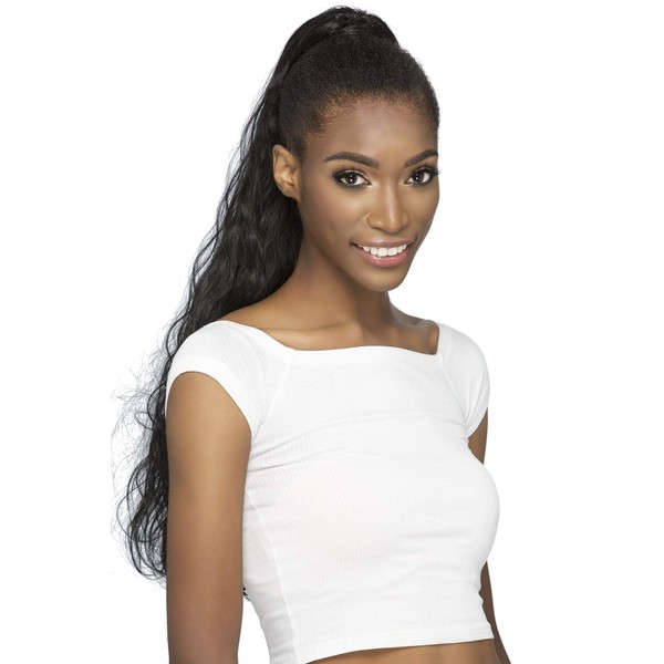 Vivica A. Fox Synthetic Human Hair Blend, 26 Inch Layered Ends Body Wave w/Drawstring, Pocket Bun Style Extensions - HPB-JAYMA (99J)