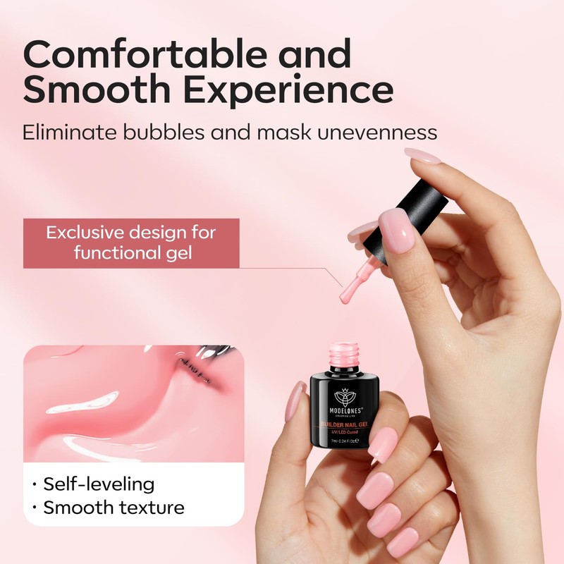 Modelones 8-in-ONE Builder Naill Gel, 6 Colors Pink Clear Builder