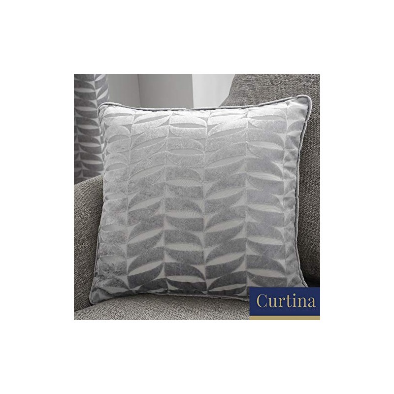 Curtina Kendal-Jacquard Cushion Cover, Polyester, Silver, 43x43cm