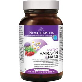 Biotin Supplement, New Chapter Vegan Hair Skin and Nails Vitamins with Fermented Biotin + Astaxanthin - 60 Count