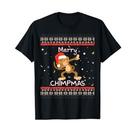 Merry Chipmas Ugly Monkey Christmas Sweater Jumper Pajamas T-Shirt