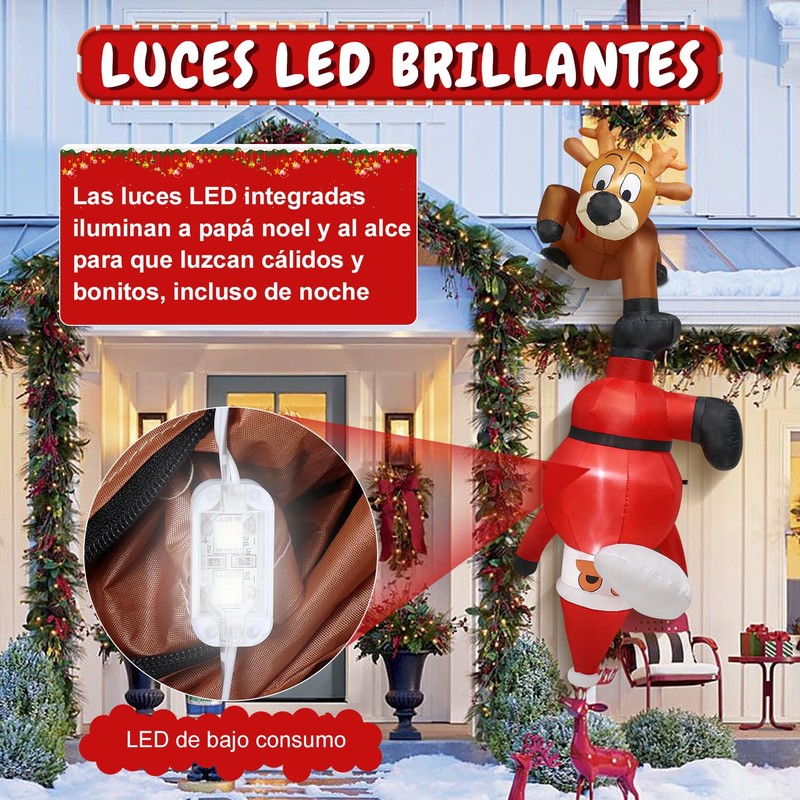 Dorkis 2.4 m Adornos Navideños Inflables para Exteriores, Papá Noel