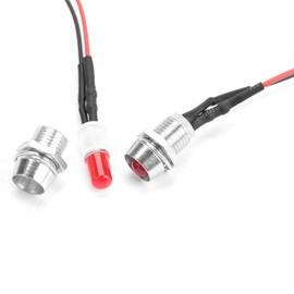 GTIWUNG Pack of 10 8 mm LEDs with 20 cm Cable, DC 12 V Pre-Wired Light, Pre-Wired LED Diode Light (Red, Green, 5 Pieces) + 10 Pieces 8 mm LED Mounting Rings Plastic