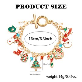 TOFBS Women's Colourful Christmas Bracelet Accessories Snowflake Christmas Tree Novelty Bead Charms for Christmas Parties and Women Girlfriend Christmas Gifts, Metal, Alloy