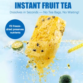Binkago Fruit Tea | Fruit Drinks | Passion Fruit Kumquat Lemon Instant Tea | 100% Real Freeze-Dried Fruit | Rich in Vitamin C & E | Just Add Water | Great with Milk or Sparkling Water | On-the-Go 6 Pack