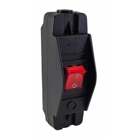 Devices Cord Switch in Black, Robust Housing with Interchangeable Rocker Switch 16 A 250 V ~ Illuminated Red