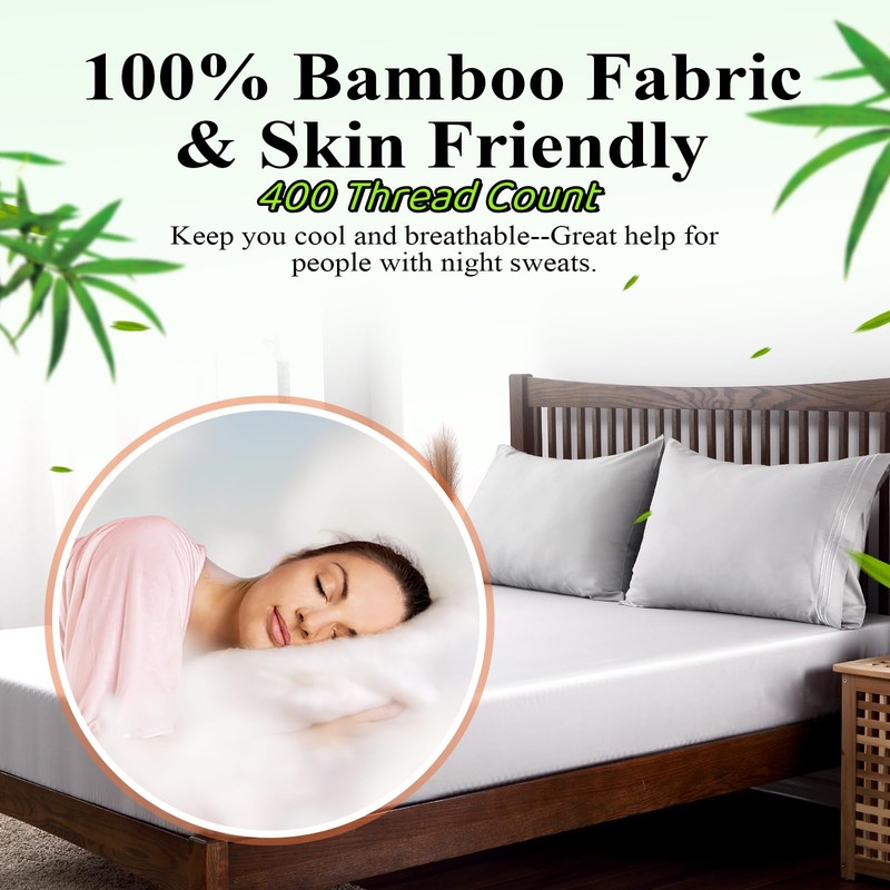 Bamboo Viscose Fitted Sheet 1 Pack Twin Size Only,400 Thread