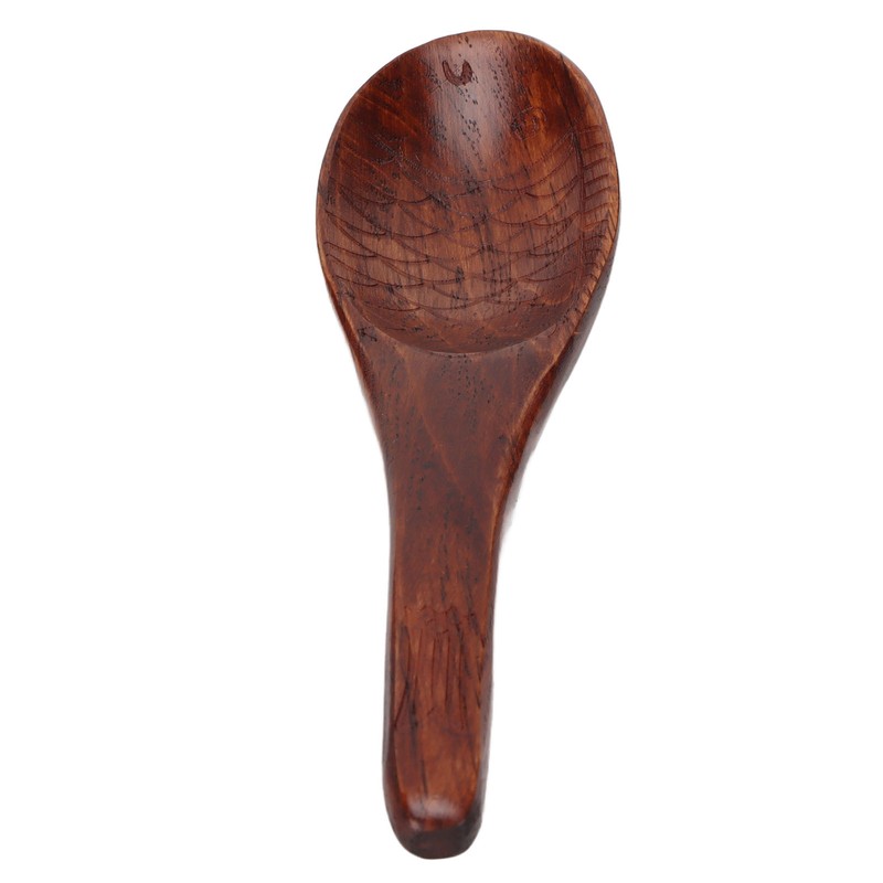 5pcs Wooden Spoon Fish Shaped Hand Carved Old Paint Color
