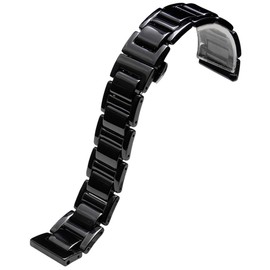Kai Tian 20 mm Black Ceramic Watch Strap, Quick Release Watch, Quick Release Watch Strap, Folding Clasp, Bracelet for Men and Women