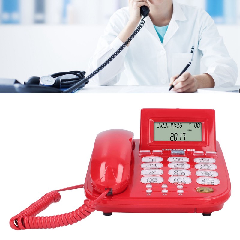 Corded Desktop Phone Wired Fixed Telephone with Big Ringtone Luminous