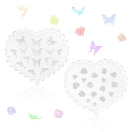 2pcs Silicone 3D Nail Molds, Rose Butterfly Embossed Molds DIY Flower Nail Charm Decor Stencils for Gel Polish Manicure Supplies