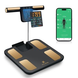 EILISON Smart Scale for Body Weight: 8-Electrode Precision Digital Bathroom Scale for Fat BMI 32 Muscle Body Composition Analyzer, Highly Accurate Weighing Machine, 400lbs (8 Electrode Grey Handle):_black