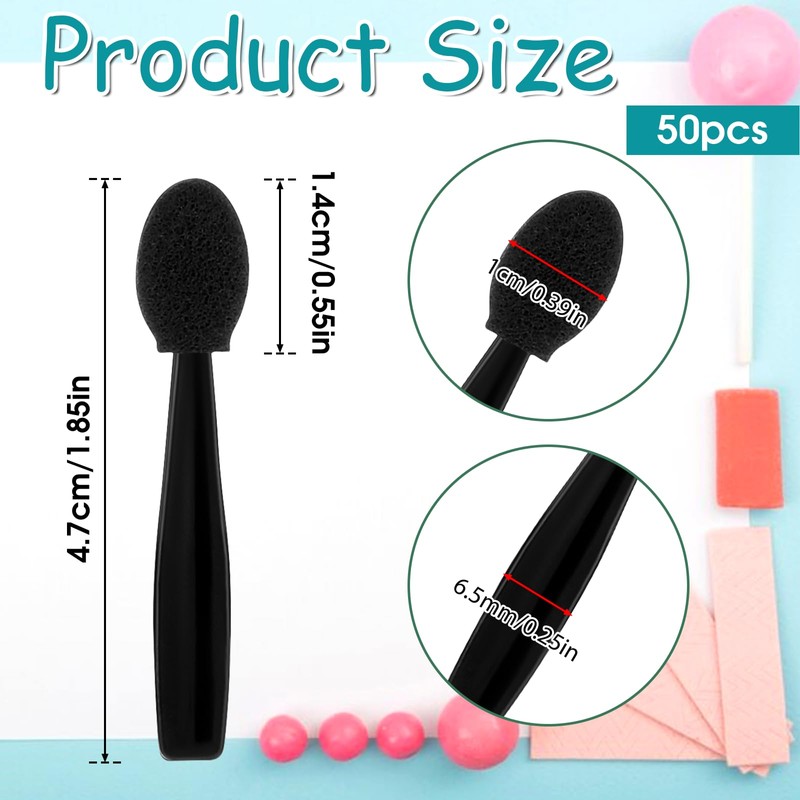 50 Pcs Eyeshadow Applicators, 1.9" Reusable Short Handle Dual Sided