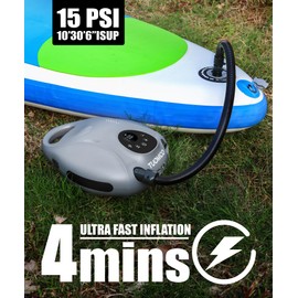 Fast Sup Pump Rechargeable Paddle Board Pump Electric with 74WH Battery, 25PSI Portable Air Compressor Auto-Off & Deflation Feature, Air Pump for Inflatable Stand up Paddleboards Kayak Boat