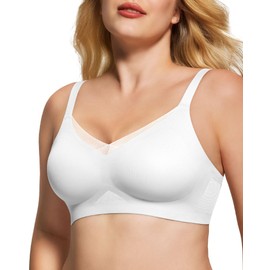As Fairy Wireless Non-Wired Bra for Women Seamless Push Up with Soft Support Lace V-Neck Mesh Criss-Cross Back Everyday Lounge Yoga Use (White,3XL)