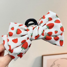 Strawberry Hair Claw Clips Strong Hold No-Slips Acrylic Hair Clips Cute Large Strawberry Bow Hair Jaw Clips Summer Fashion Hair Barrettes Strawberry Hair Accessories for Hairstyling Hair Decoration