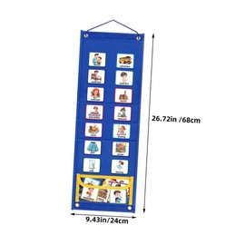 SEWACC Multifunctional Chores Chart with Yellow Pocket Visual Daily Schedule for Morning Routine and Responsibility Planner Wall Hanging for Autism and Home Use