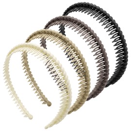 CAVIXO 4 Pack Headbands with Teeth Non-Slip Plastic for Women Daily Makeup Face Wash Sports
