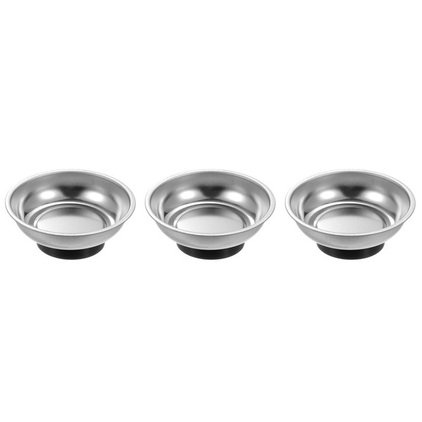 sourcing map 3pcs Round Magnetic Tray 3" x 1" Stainless