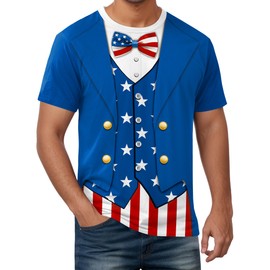 Man USA Sam Tuxedo T-Shirt Inappropriate July Fourth USA Uncle Graphic Tee Shirt Novelty American Vacation Shirt L