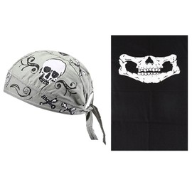 1 Piece Skull Turban Hat and 1 Piece Skull Turban, Sun Protection Breathable Turban Hat, Sports Turban Hat, Multifunctional Turban Mask, Outdoor Gear Grey