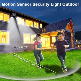 EMANER Motion Sensor Light Outside, Dusk to Dawn Floodlight 5000K, 4-Mode Security Light 2800lm Waterproof, 120V Eave Mount Spotlight for Porch Garage Backyard (1Pack, Black)