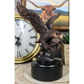 Ebros 6.5" Tall Wings of Glory King of The Skies Majestic Bald Eagle Swooping On Prey Figurine in Bronze Electroplated Resin Finish with Museum Gallery Base Patriotic American Emblem